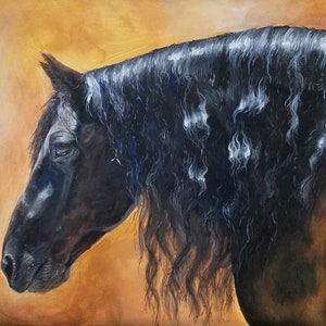 Onyx - Oil Painting Portrait Print of a Percheron by Kimberly Carissa Art