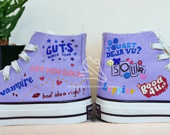 Custom Canvas Shoes Personalize O.livia R.odrigo Hand-Painted Converse High Top Good4u Handmade Painting Converse Personalized Painted Shoes