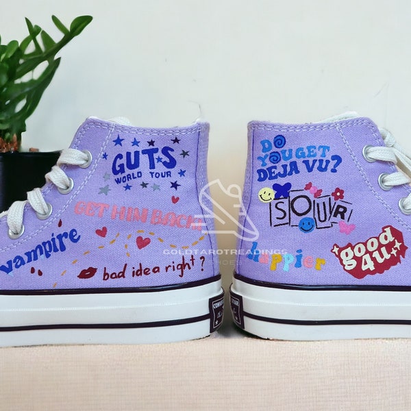 Custom Canvas Shoes Personalize O.livia R.odrigo Hand-Painted Converse High Top Good4u Handmade Painting Converse Personalized Painted Shoes