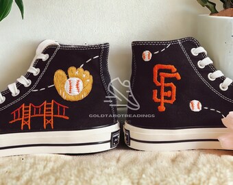 Embroidery Baseball and S.an F.rancisco Converse Chuck Taylor 1970s Custom Embroidery University Stars Converse High Top Personalized Gifts