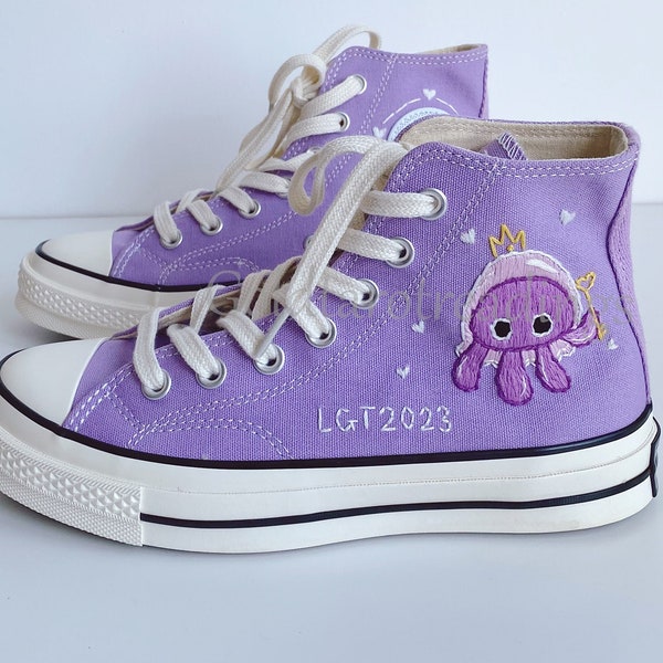 Custom Funny Octopus Embroidery Space Shoes Chuck Taylor Converse High Top Embroidered Personalized Halloween Custom Gifts Shoes