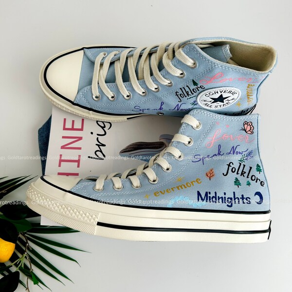 Painting Converse Chuck Taylor Painting Artist Tour Design Converse High Top Custom Embroidery Ocean Canvas Shoes