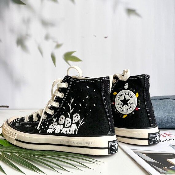 Embroidery Anime Kodama Classic High Top Converse Canvas Shoes