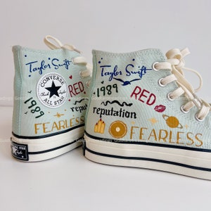 Custom Canvas Shoes Personalize Painted Lyrics Athletic Footwear Converse High Top Christmas Custom Painting One Direction image 1