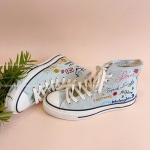 Custom Canvas Shoes Personalize Painted Lyrics Athletic Footwear Converse High Top Christmas Custom Painting One Direction image 2