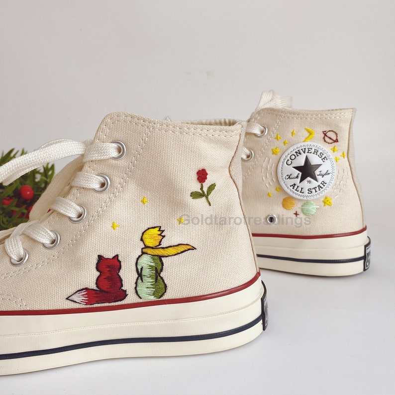 Custom Embroidered A Little Prince Embroidery Shoes Converse All Star Personalized Halloween Embroidered Cartoon Canvas Shoes 画像 1