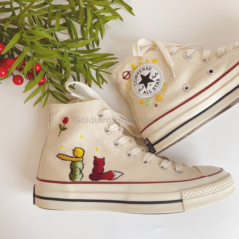 Custom Embroidered A Little Prince Embroidery Shoes Converse All Star Personalized Halloween Embroidered Cartoon Canvas Shoes 画像 4