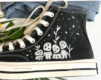 Embroidery Anime Kodama Classic High Top Converse Canvas Shoes Custom Embroidery Harajuku Converse High Top Personalized Gift For Her