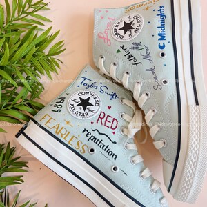 Custom Canvas Shoes Personalize Painted Lyrics Athletic Footwear Converse High Top Christmas Custom Painting One Direction image 4