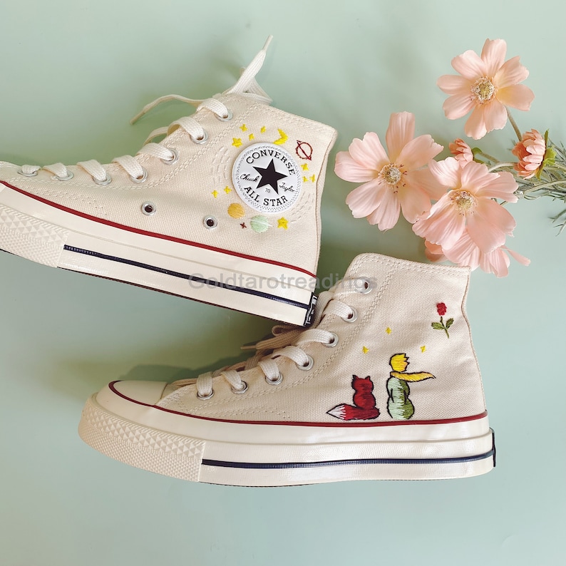 Custom Embroidered A Little Prince Embroidery Shoes Converse All Star Personalized Halloween Embroidered Cartoon Canvas Shoes 画像 5