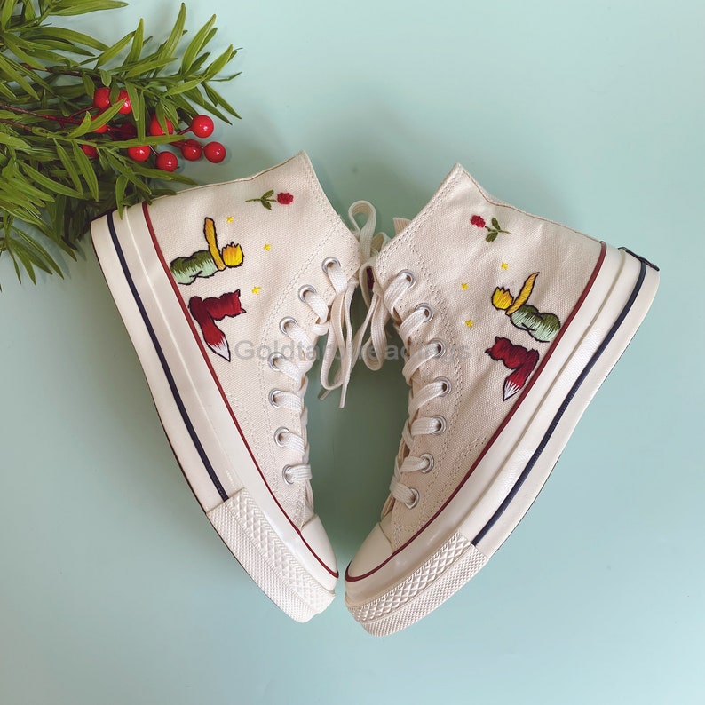 Custom Embroidered A Little Prince Embroidery Shoes Converse All Star Personalized Halloween Embroidered Cartoon Canvas Shoes 画像 3