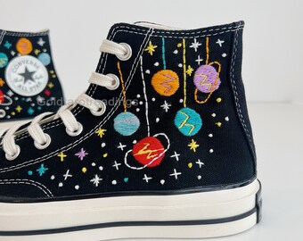 Custom Converse Embroidered Firmament Galaxy Shoes Converse Chuck Taylor 1970s Embroidered Magic Unisex High Top Shoes Personalized Gifts