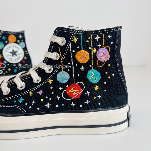 Custom Converse Embroidered Firmament Galaxy Shoes Converse Chuck Taylor 1970s Embroidered Magic Unisex High Top Shoes Personalized Gifts
