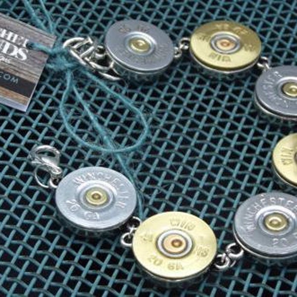 Bullet Bracelet - Bullet Jewelry - Winchester 20 Gauge Silver / Brass Shotgun Casing Bracelet