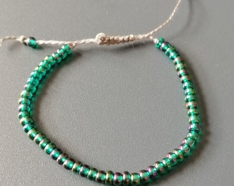 Fine green bracelet sliding knot beads jewelry bracelet boho festival woven diy bracelet chain pendant women's jewelry handmade