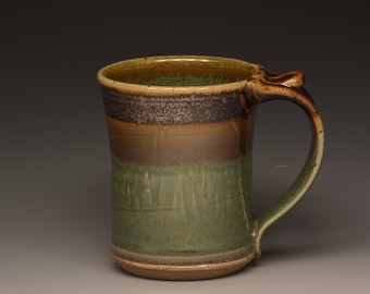 Vintage Marked on base Studio Pottery Unique Stoneware CoffeeTea CupMug Ribbed Design Tactile Style