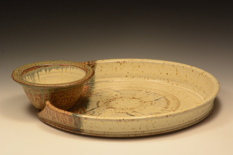 Handmade Stoneware Chip and Dip Server. Functional Pottery. Etsy