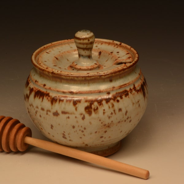 Handmade Stoneware Honey Pot. Wheel Thrown. Functional.