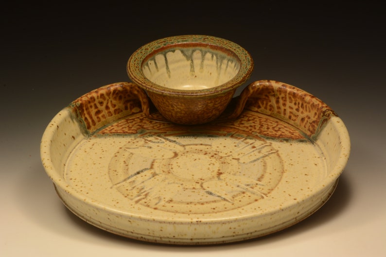Handmade Stoneware Chip and Dip Server. Functional Pottery. Etsy