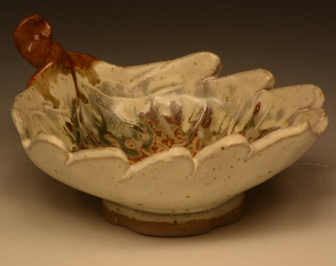 Handmade Stoneware Leaf Bowl. Functional Pottery.