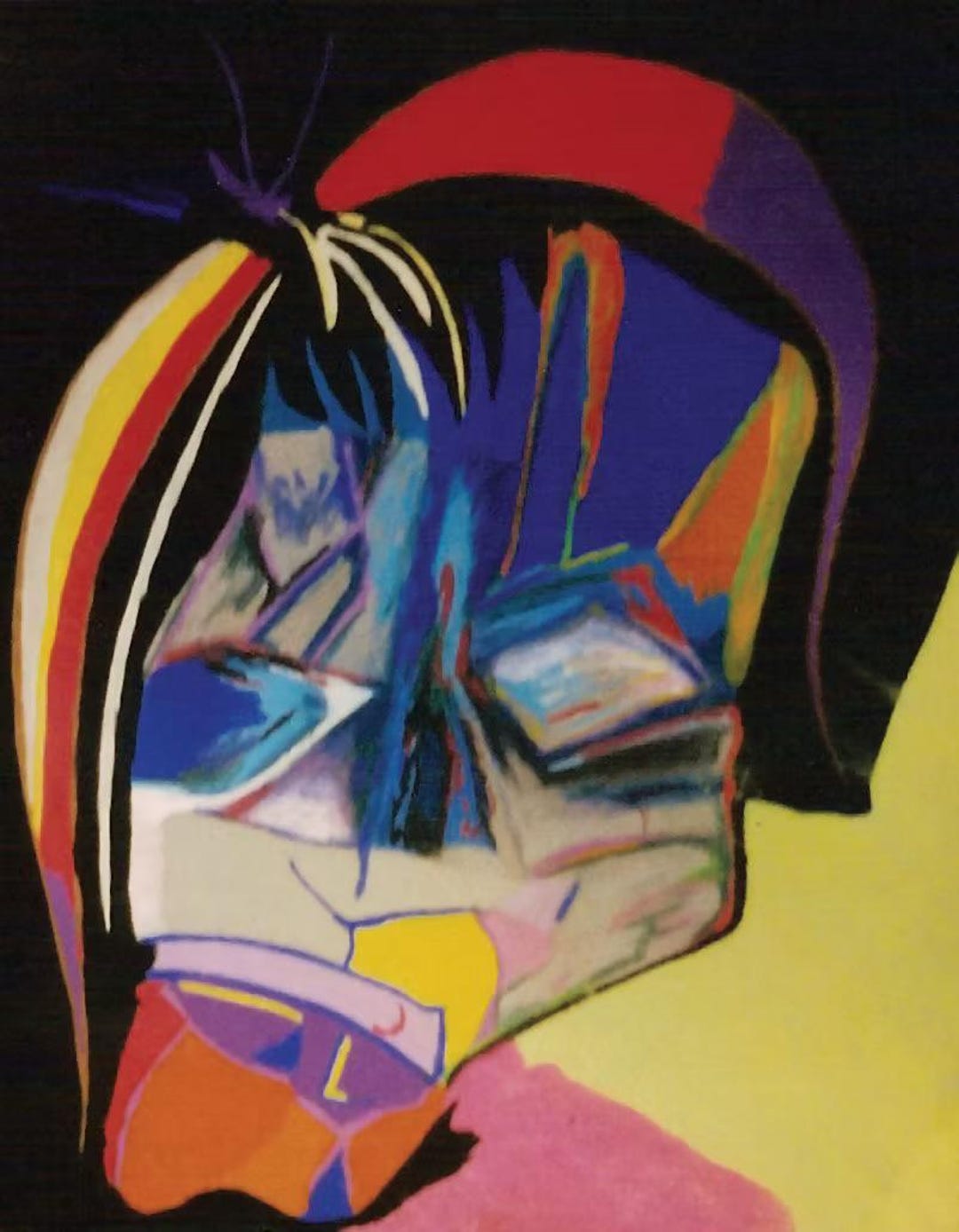 Underpainted – Original Pastel Self Portrait, Colorful Abstract Figure ...