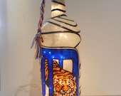 Detroit Tigers Inspired Wine Bottle Lamp Handpainted Stained Glass look