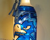 Monmouth University Inspired Wine Bottle Lamp Hand Painted Lighted Stained Glass Look