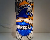 San Diego Chargers Inspired Bottle Lamp Handpainted Stained Glass Look Lighted