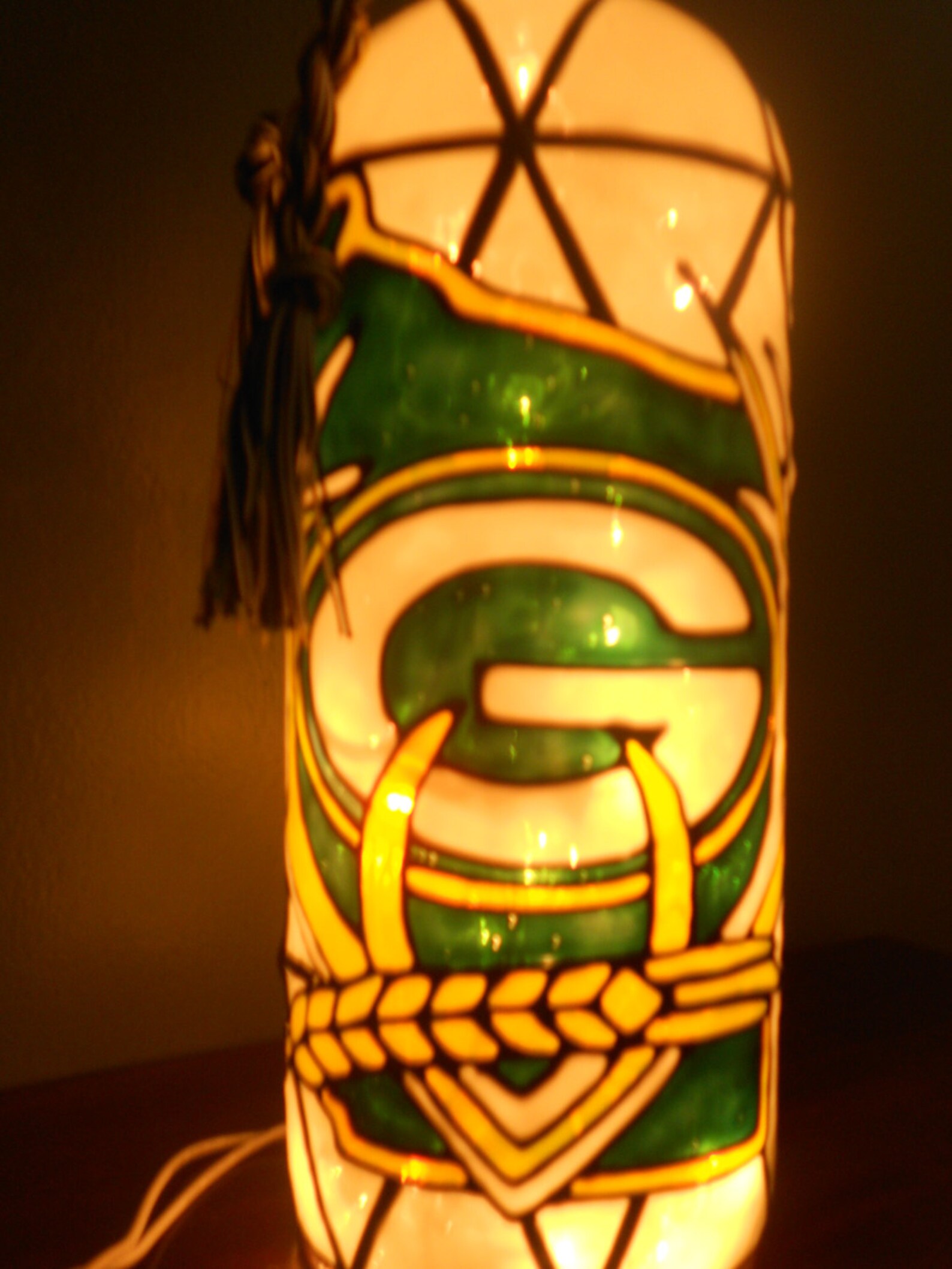 Green Bay Packers Inspired Stained Glass Look.lighted Etsy