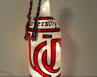 University of Cincinnati inspired Bottle Lamp Handpainted Lighted