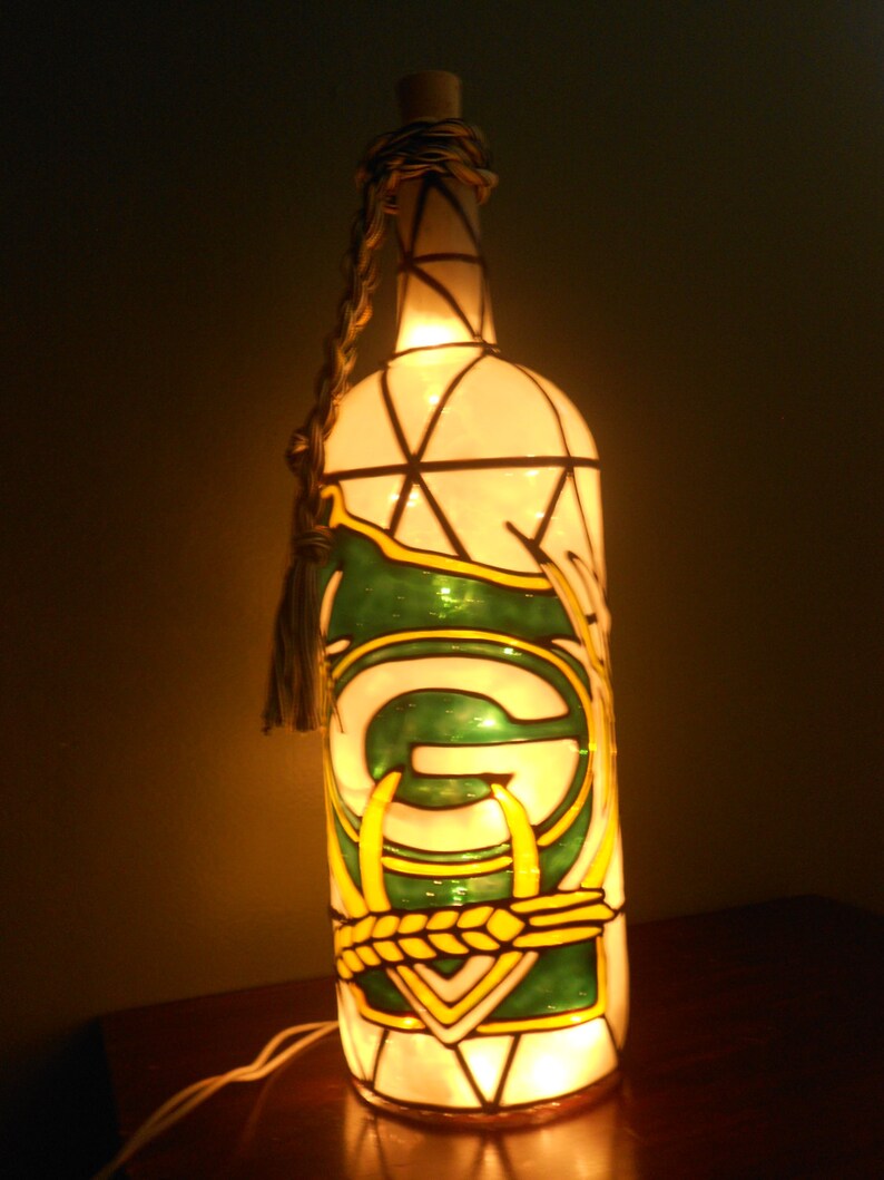 Green Bay Packers Inspired Stained Glass Look.lighted Etsy