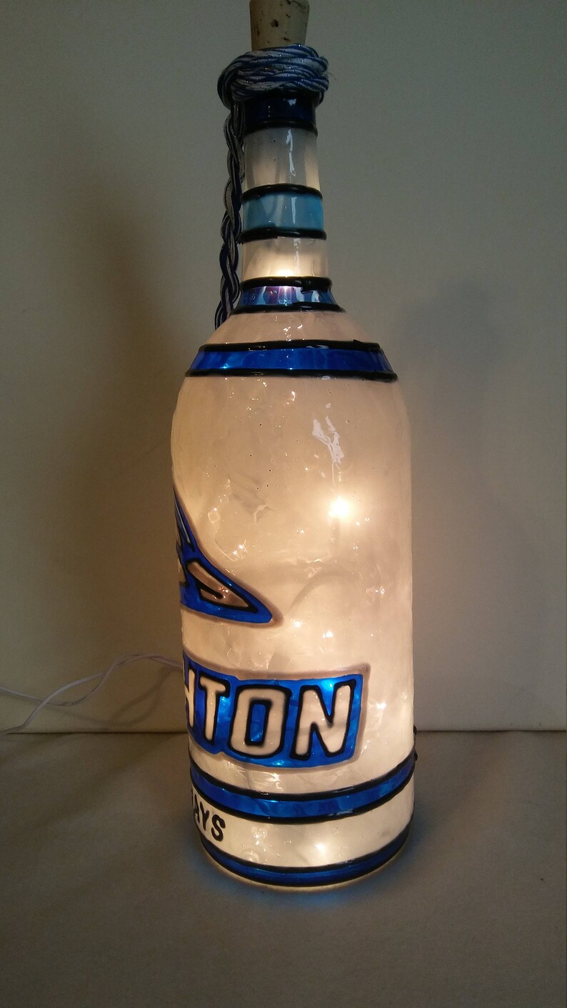 Creighton Blue Jays Inspired Wine Bottle Lamp Hand Painted Etsy