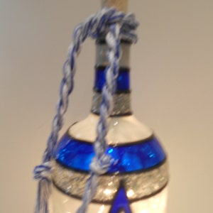 Dallas Cowboys inspired Wine Bottle Lamp Stained Glass Look Hand Painted image 3