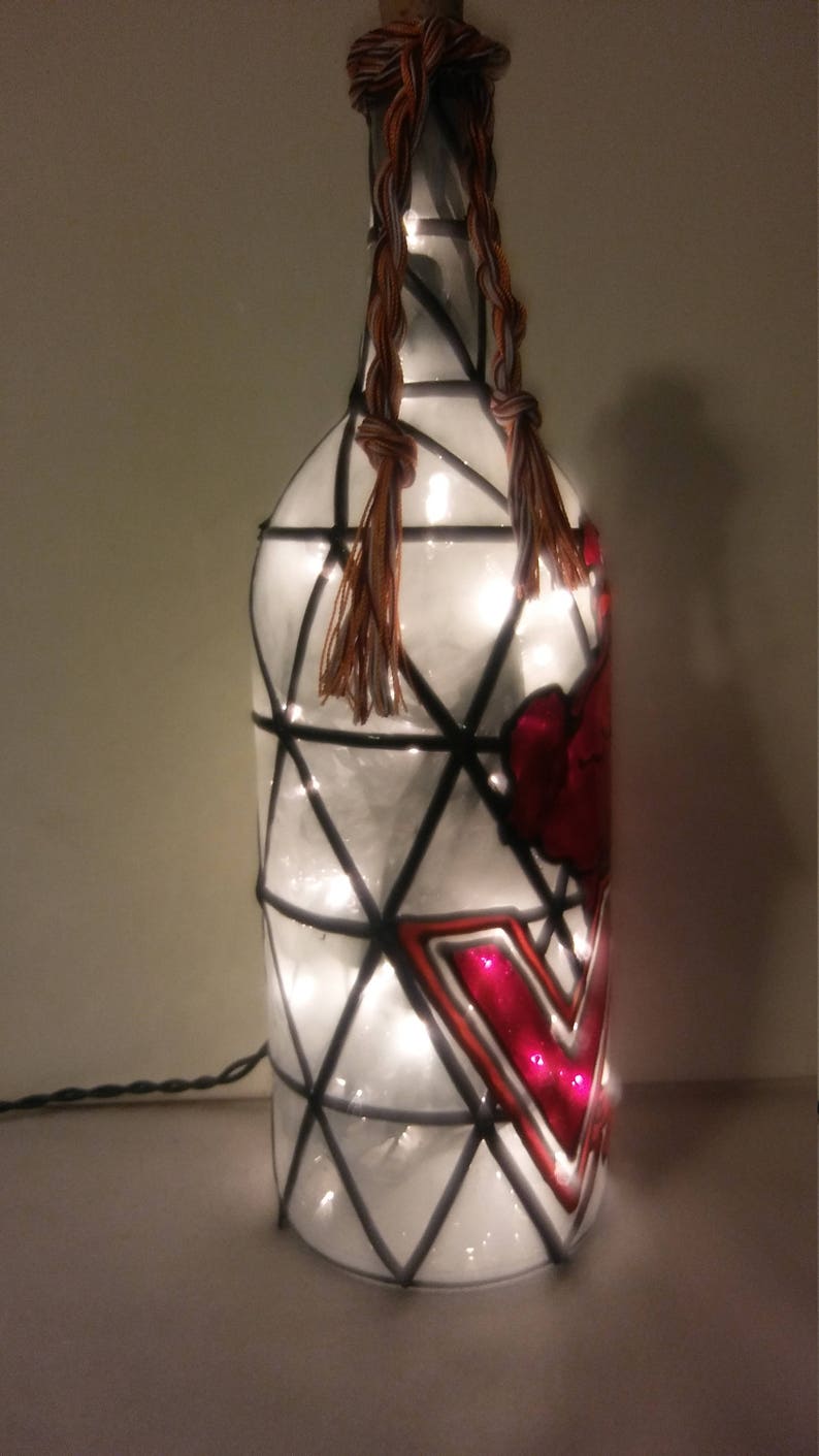Virginia Tech Inspired Wine Bottle Lamp Hand Painted Lighted Etsy
