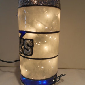 Dallas Cowboys inspired Wine Bottle Lamp Stained Glass Look Hand Painted image 5