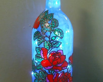 Red Roses Lighted Bottle Lamp Bottle Light