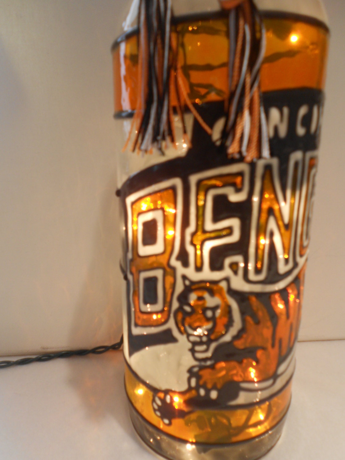Cincinnati Bengals Inspired Stained Glass Look Lighted Etsy