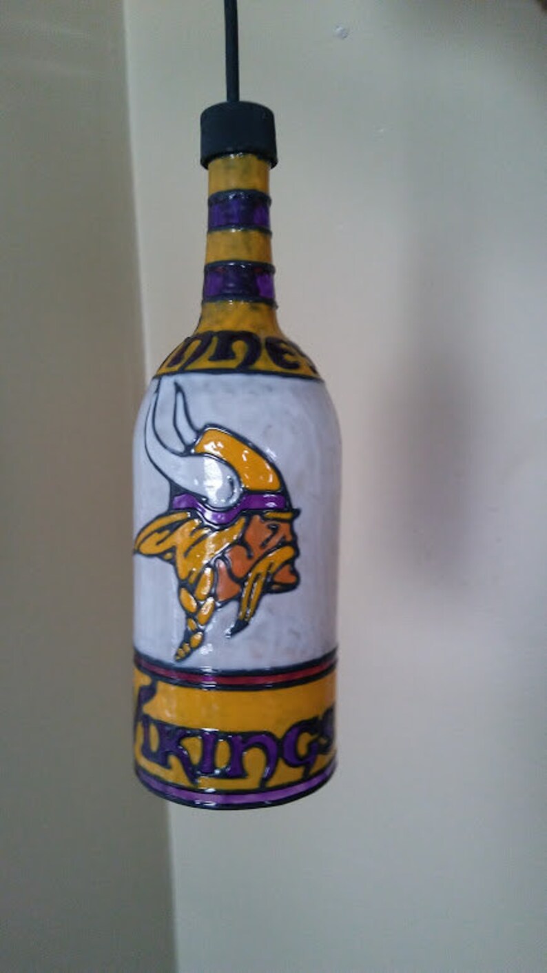 Vikings inspired Pendant Lamp Handpainted Stained Glass Look