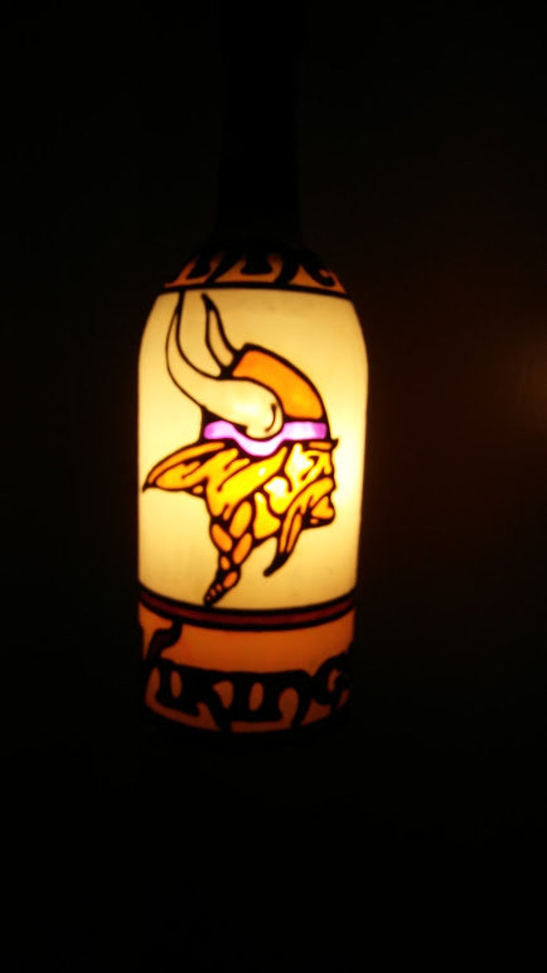 Vikings inspired Pendant Lamp Handpainted Stained Glass Look