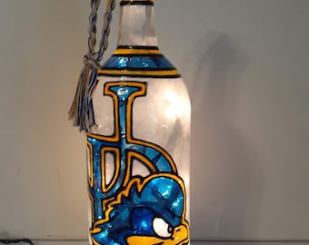 University of Delaware inspired Bottle Lamp Handpainted Lighted