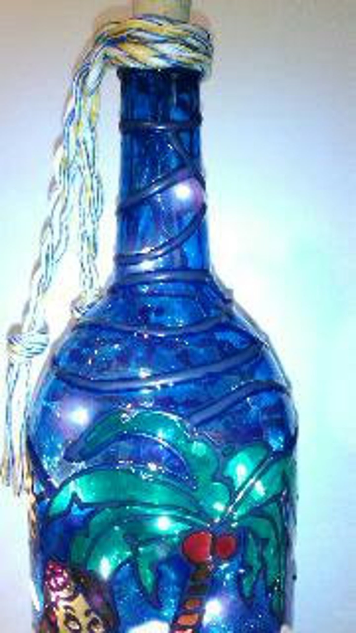 Aloha Hawaii Bottle Lamp Stained Glass Look Hand Painted Etsy