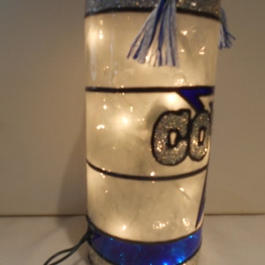 Dallas Cowboys inspired Wine Bottle Lamp Stained Glass Look Hand Painted image 4