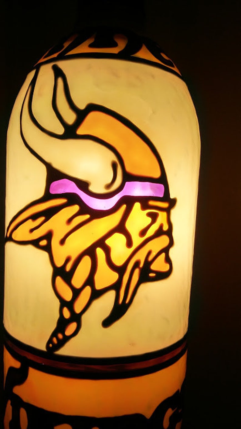 Vikings inspired Pendant Lamp Handpainted Stained Glass Look