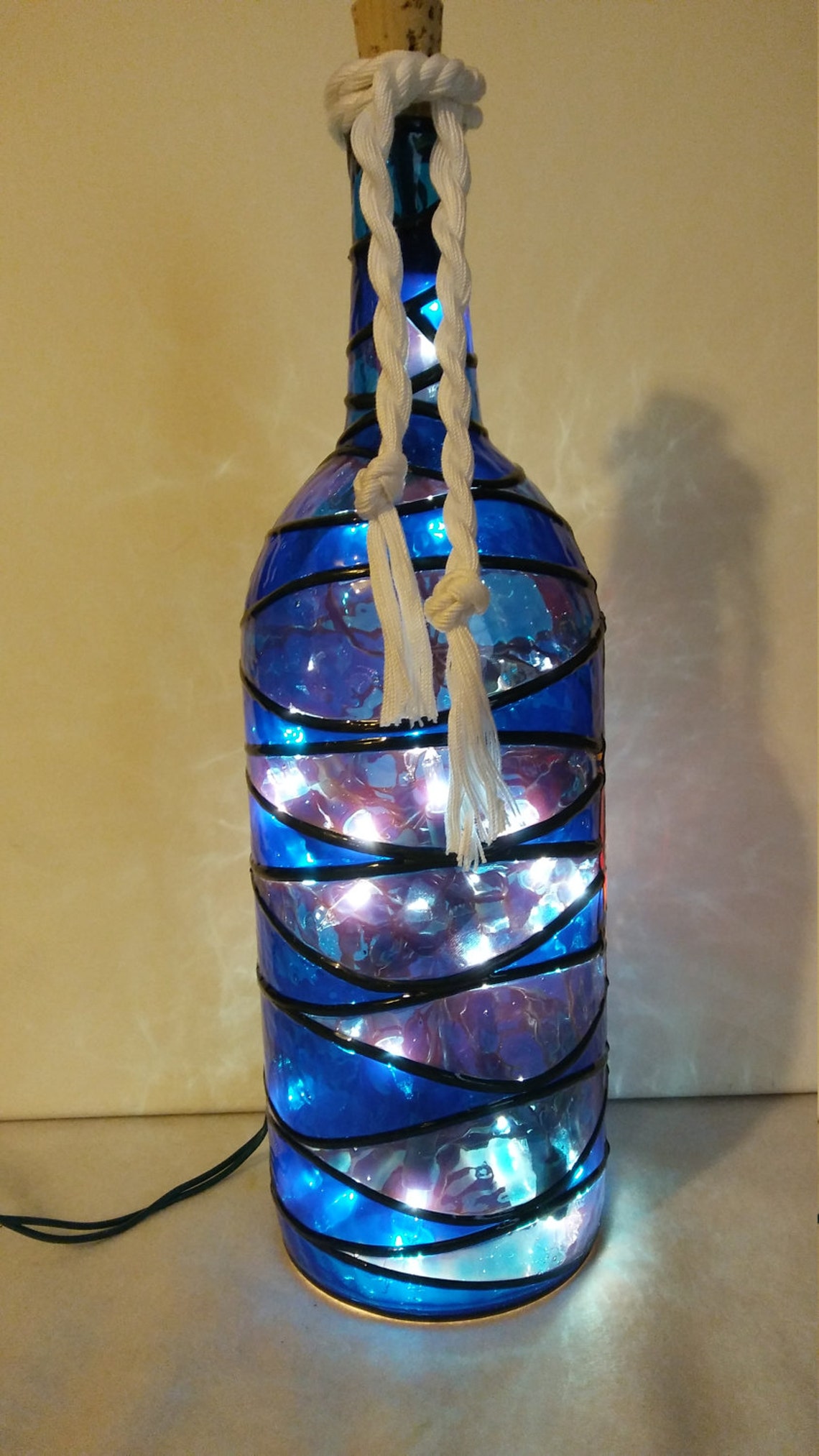 Nutcracker Bottle Lamp Stained Glass Look Handpainted Etsy