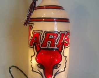 Marist College Inspired Bottle Lamp Handpainted Lighted Stained Glass Look