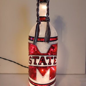 Mississippi State inspired Bottle Lamp/ Bottle Light handpainted lighted