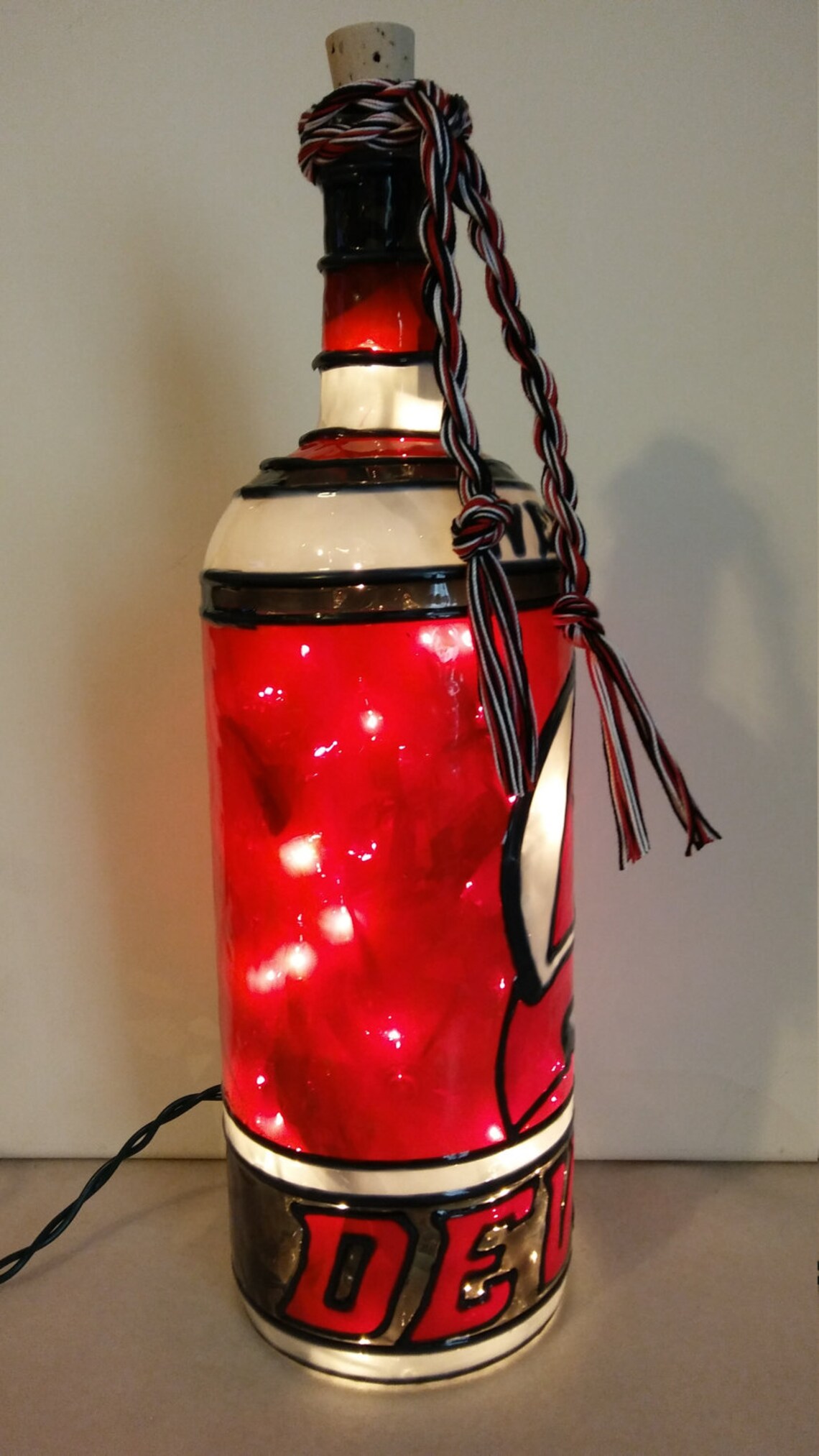 New Jersey Devils Inspired Wine Bottle Lamp Handpainted Etsy
