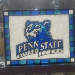Penn State Inspired Stained Glass Window Panel hand painted