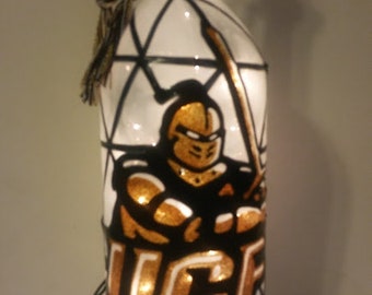 UCF Inspired Bottle Lamp Handpainted Lighted Stained Glass look.