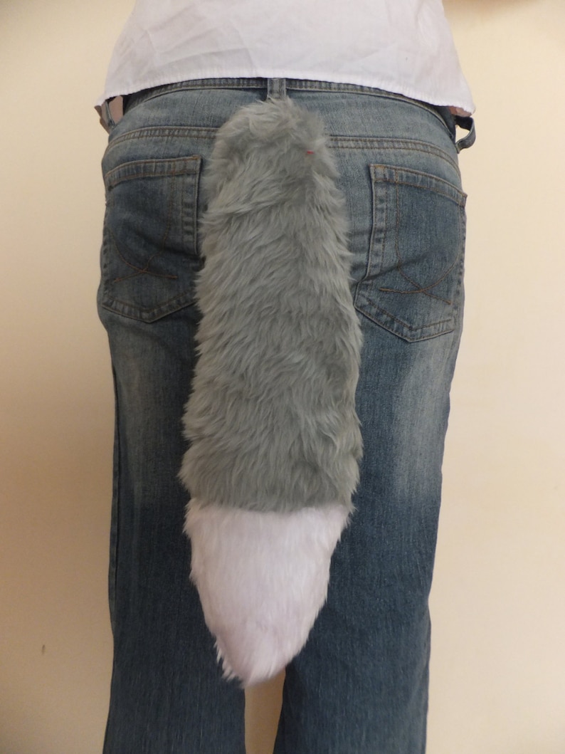 Grey White Tip Cosplay Furry Wolf Tail Fox Husky Dog Kitsune Kawaii Costume Wired Halloween Christmas Dress-up